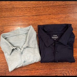 J crew factory medium mens short sleeve polo shirts SET of 2 navy and light blue